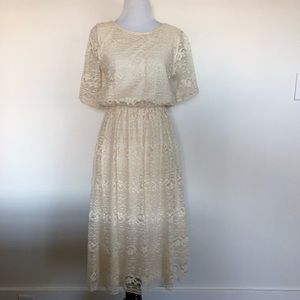 Lace midi dress with open v-back